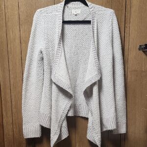 Lou & Grey Cream Textured Open Cardigan